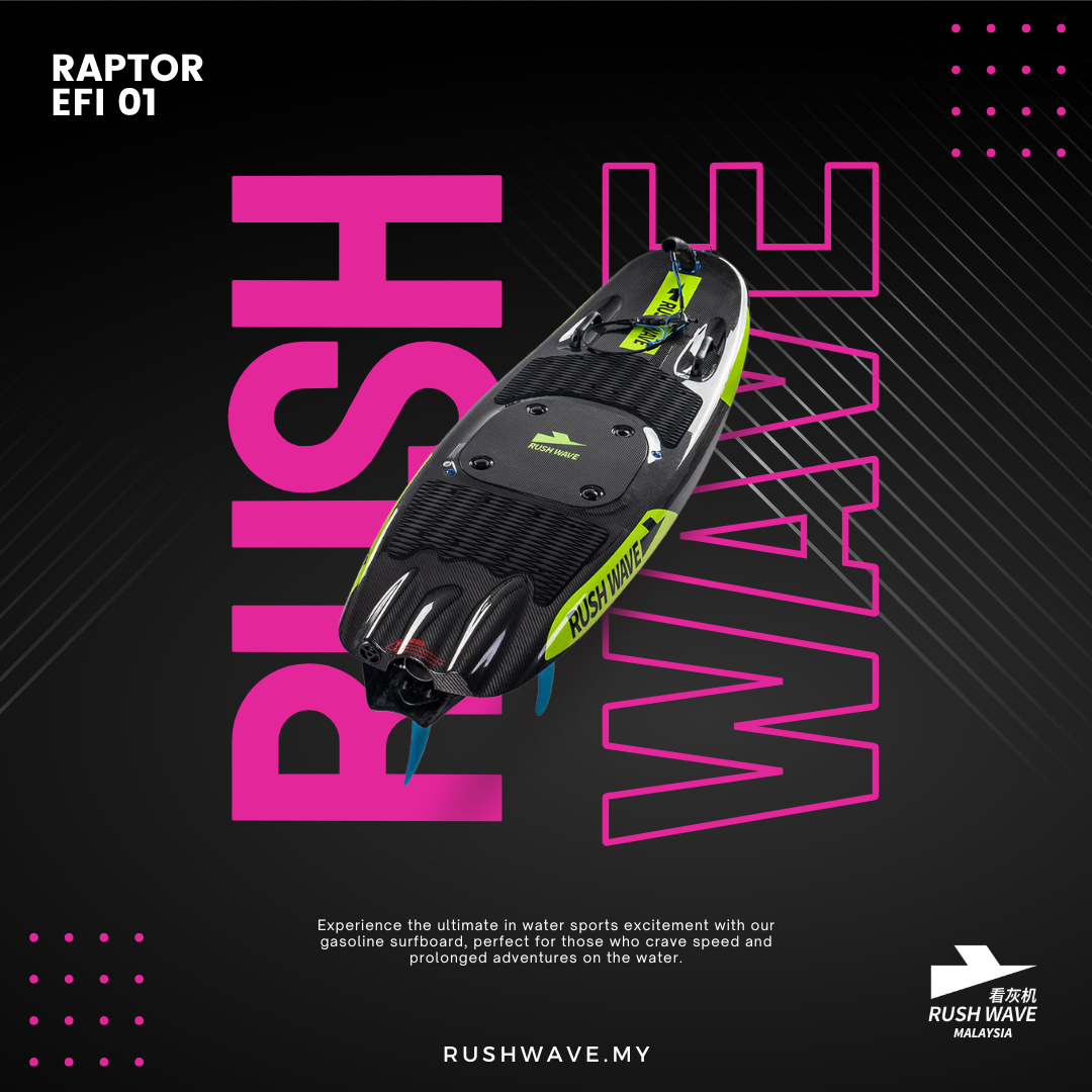 RUSH WAVE | Gasoline Powered EFI Surfboard | 110CC | RAPTOR EFI 01