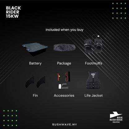 RUSH WAVE | Electric Surfboard | Black Rider 15KW | Fast Charge